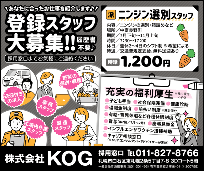 ニンジン選別スタッフ[派]